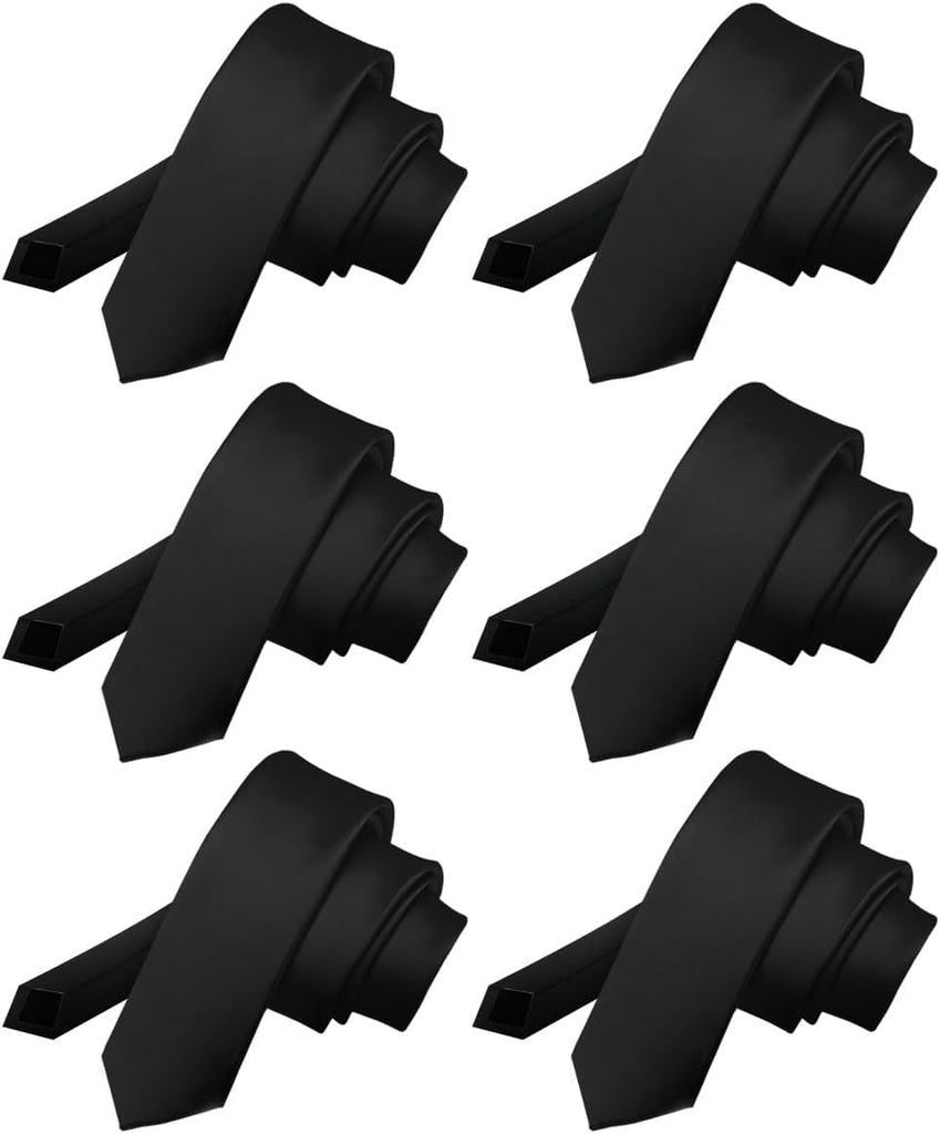Solid Skinny Necktie (6 Pack) by Vittorio Farina - Black - Wholesale Necktie by Dubal Brothers