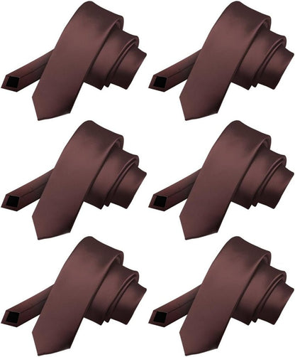 Solid Skinny Necktie (6 Pack) by Vittorio Farina - Charcoal - Wholesale Necktie by Dubal Brothers