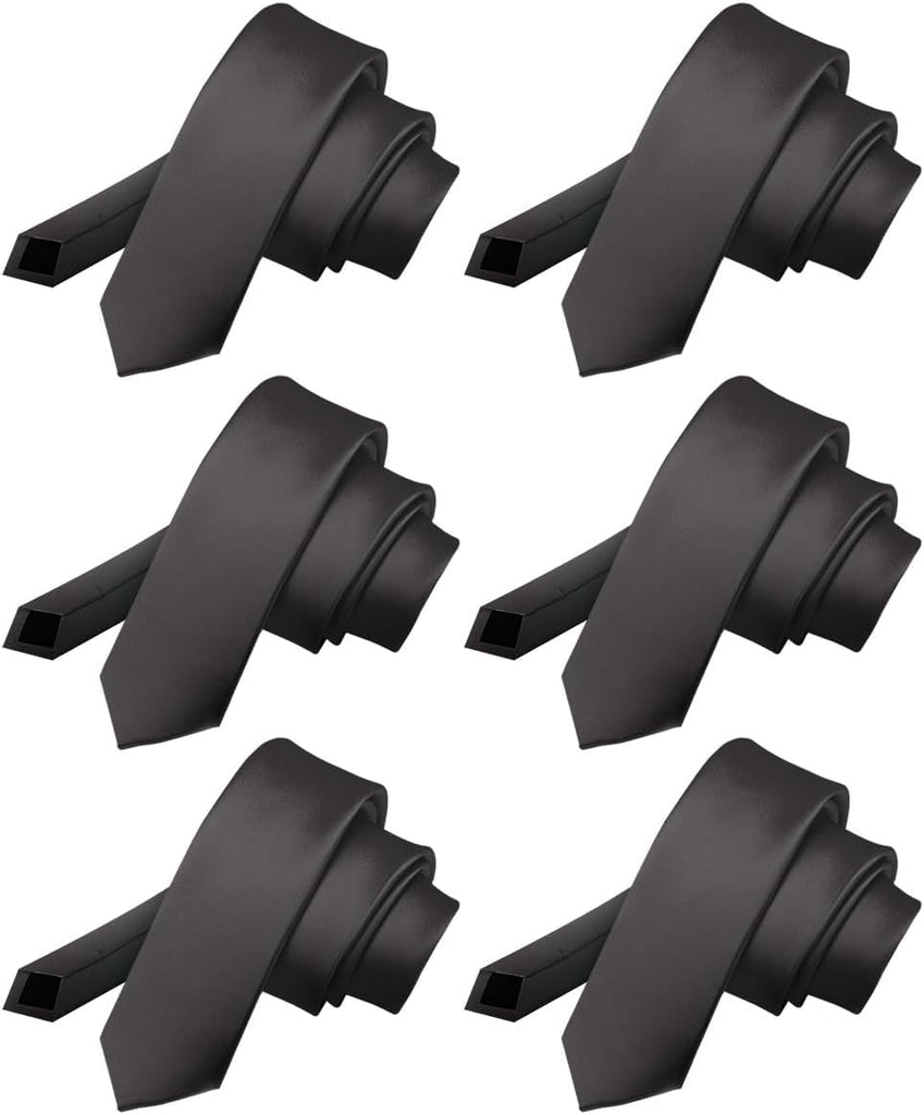 Solid Skinny Necktie (6 Pack) by Vittorio Farina - Charcoal - Wholesale Necktie by Dubal Brothers