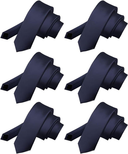 Solid Skinny Necktie (6 Pack) by Vittorio Farina - Charcoal - Wholesale Necktie by Dubal Brothers