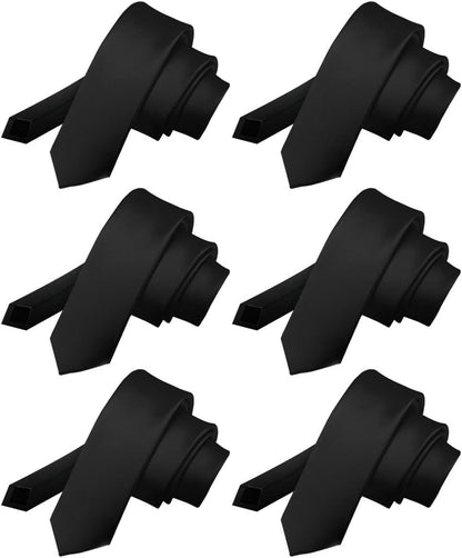 Solid Skinny Necktie (6 Pack) by Vittorio Farina - Charcoal - Wholesale Necktie by Dubal Brothers