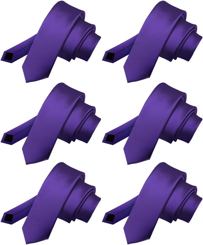 Solid Skinny Necktie (6 Pack) by Vittorio Farina - Purple - Wholesale Necktie by Dubal Brothers