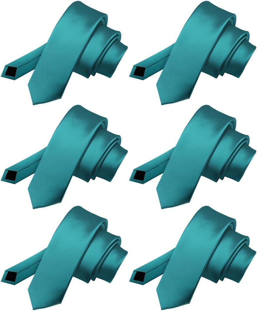 Solid Skinny Necktie (6 Pack) by Vittorio Farina - Teal - Wholesale Necktie by Dubal Brothers
