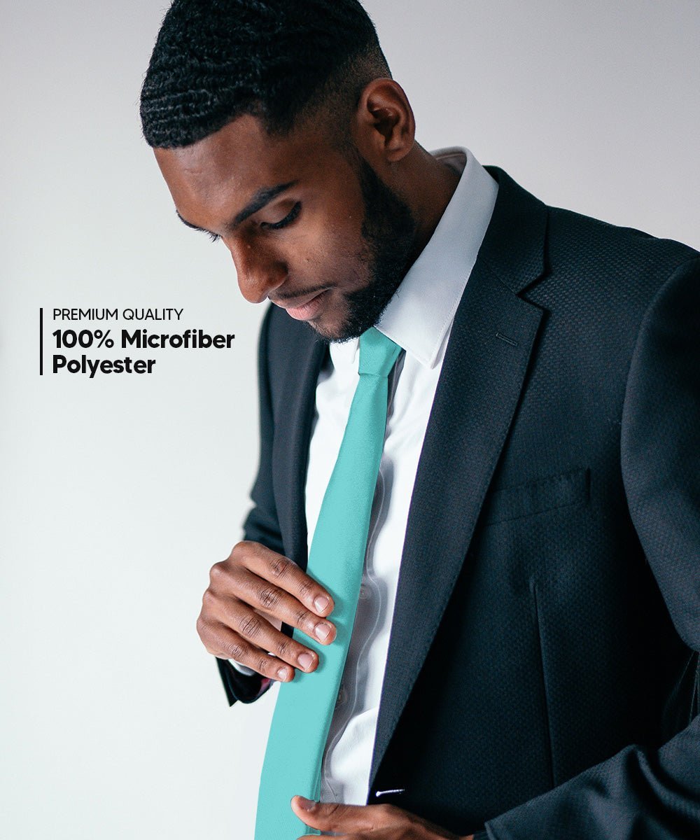 Solid Skinny Necktie by Vittorio Farina (N - SKINNY_AQUA) for Independent Retail Stores by Dubal Brothers