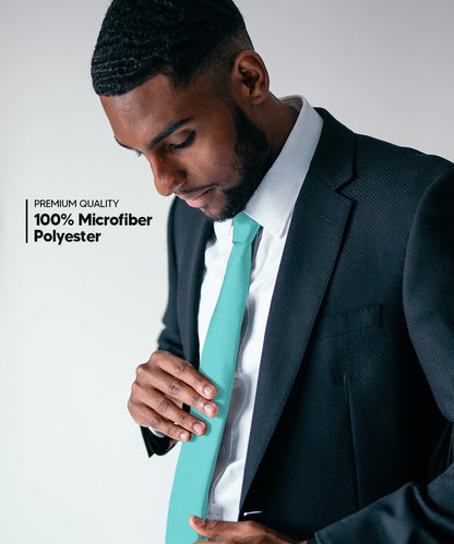 Solid Skinny Necktie by Vittorio Farina (N - SKINNY_AQUA) for Independent Retail Stores by Dubal Brothers