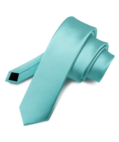 Solid Skinny Necktie by Vittorio Farina (N - SKINNY_AQUA) for Independent Retail Stores by Dubal Brothers
