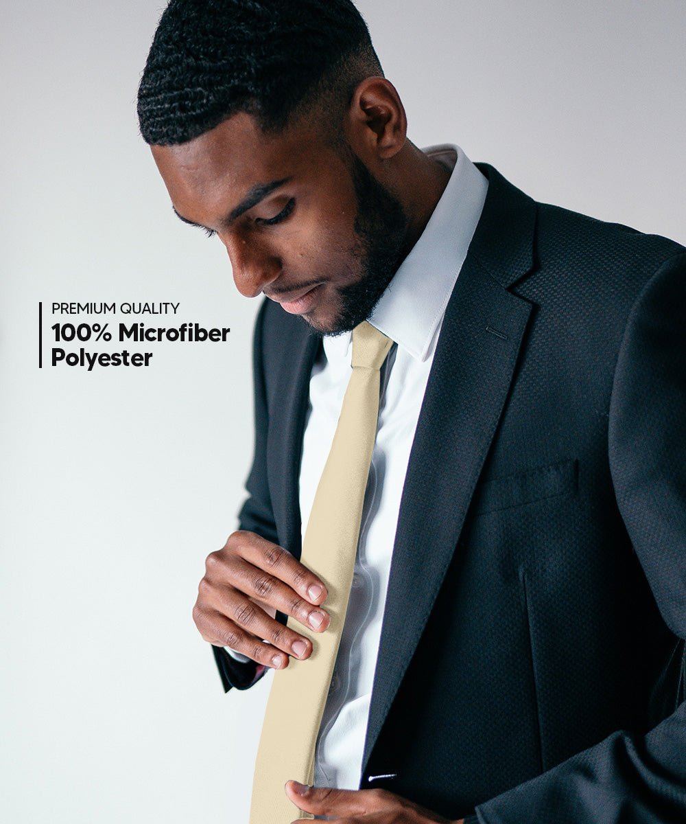 Solid Skinny Necktie by Vittorio Farina (N - SKINNY_BEIGE) for Independent Retail Stores by Dubal Brothers