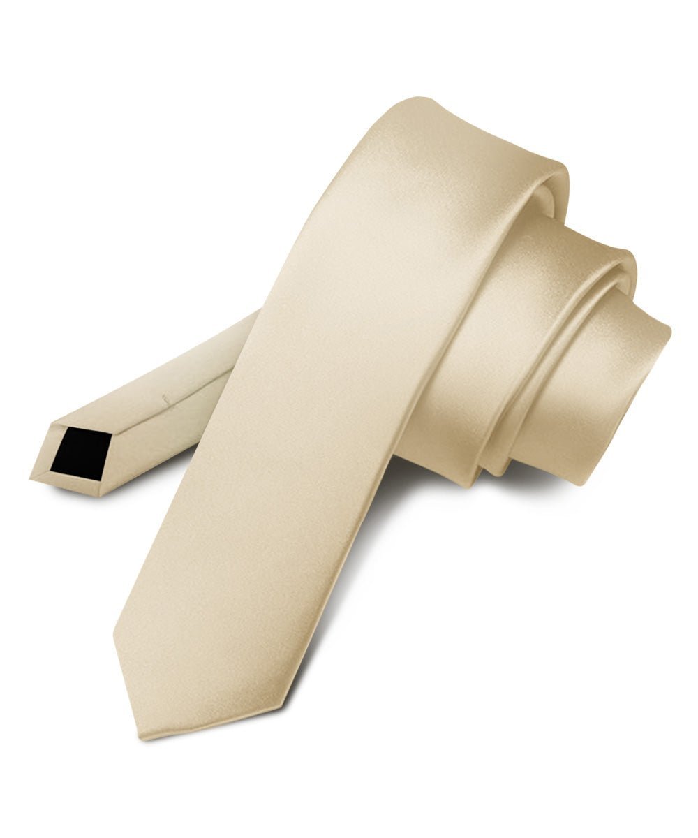 Solid Skinny Necktie by Vittorio Farina (N - SKINNY_BEIGE) for Independent Retail Stores by Dubal Brothers