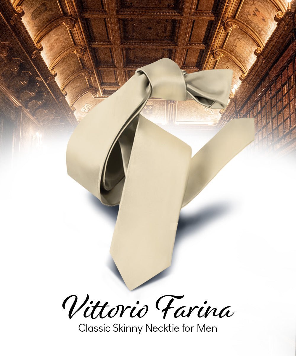 Solid Skinny Necktie by Vittorio Farina (N - SKINNY_BEIGE) for Independent Retail Stores by Dubal Brothers