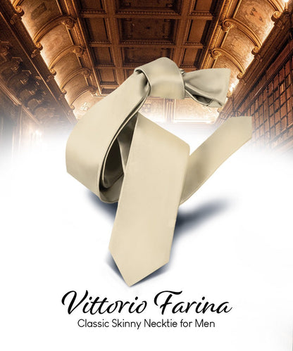 Solid Skinny Necktie by Vittorio Farina (N - SKINNY_BEIGE) for Independent Retail Stores by Dubal Brothers