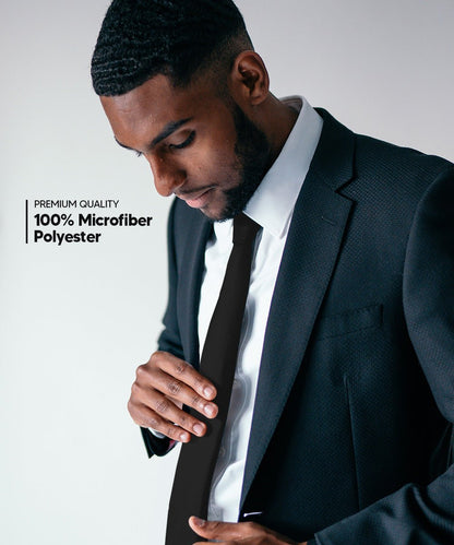 Solid Skinny Necktie by Vittorio Farina (N - SKINNY_BLACK) for Independent Retail Stores by Dubal Brothers