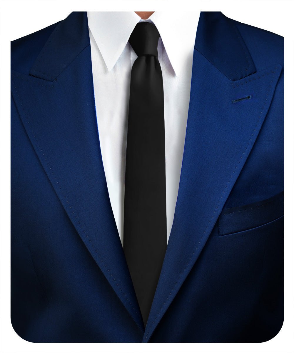Solid Skinny Necktie by Vittorio Farina (N - SKINNY_BLACK) for Independent Retail Stores by Dubal Brothers