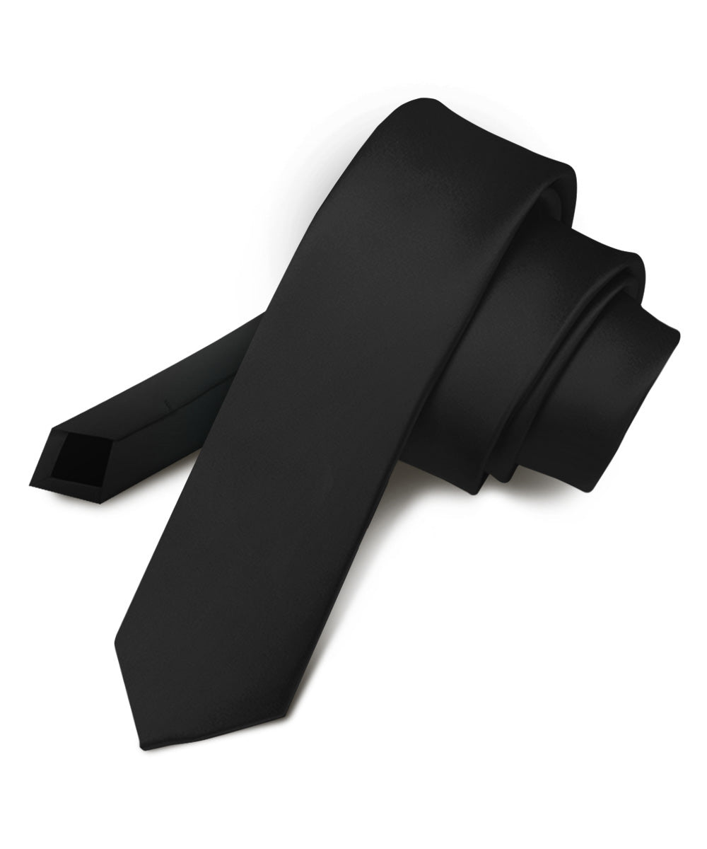 Solid Skinny Necktie by Vittorio Farina (N - SKINNY_BLACK) for Independent Retail Stores by Dubal Brothers
