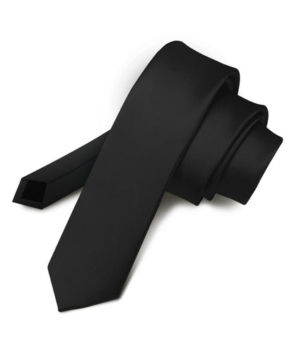 Solid Skinny Necktie by Vittorio Farina (N - SKINNY_BLACK) for Independent Retail Stores by Dubal Brothers