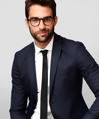 Solid Skinny Necktie by Vittorio Farina (N - SKINNY_BLACK) for Independent Retail Stores by Dubal Brothers