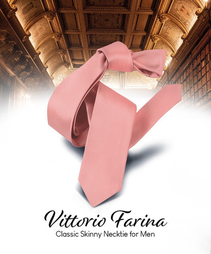 Solid Skinny Necktie by Vittorio Farina (N - SKINNY_BLUSH) for Independent Retail Stores by Dubal Brothers