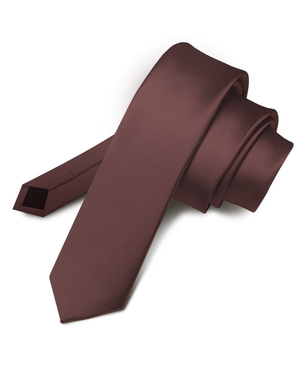 Solid Skinny Necktie by Vittorio Farina (N - SKINNY_BROWN) for Independent Retail Stores by Dubal Brothers
