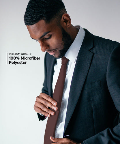 Solid Skinny Necktie by Vittorio Farina (N - SKINNY_BROWN) for Independent Retail Stores by Dubal Brothers