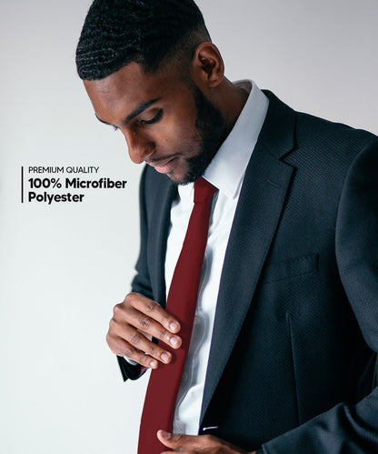 Solid Skinny Necktie by Vittorio Farina (N - SKINNY_BURGUNDY) for Independent Retail Stores by Dubal Brothers