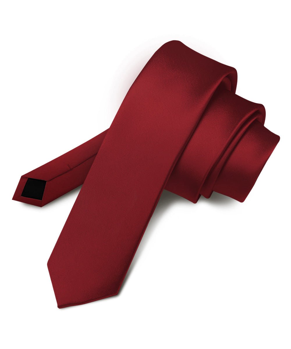 Solid Skinny Necktie by Vittorio Farina (N - SKINNY_BURGUNDY) for Independent Retail Stores by Dubal Brothers