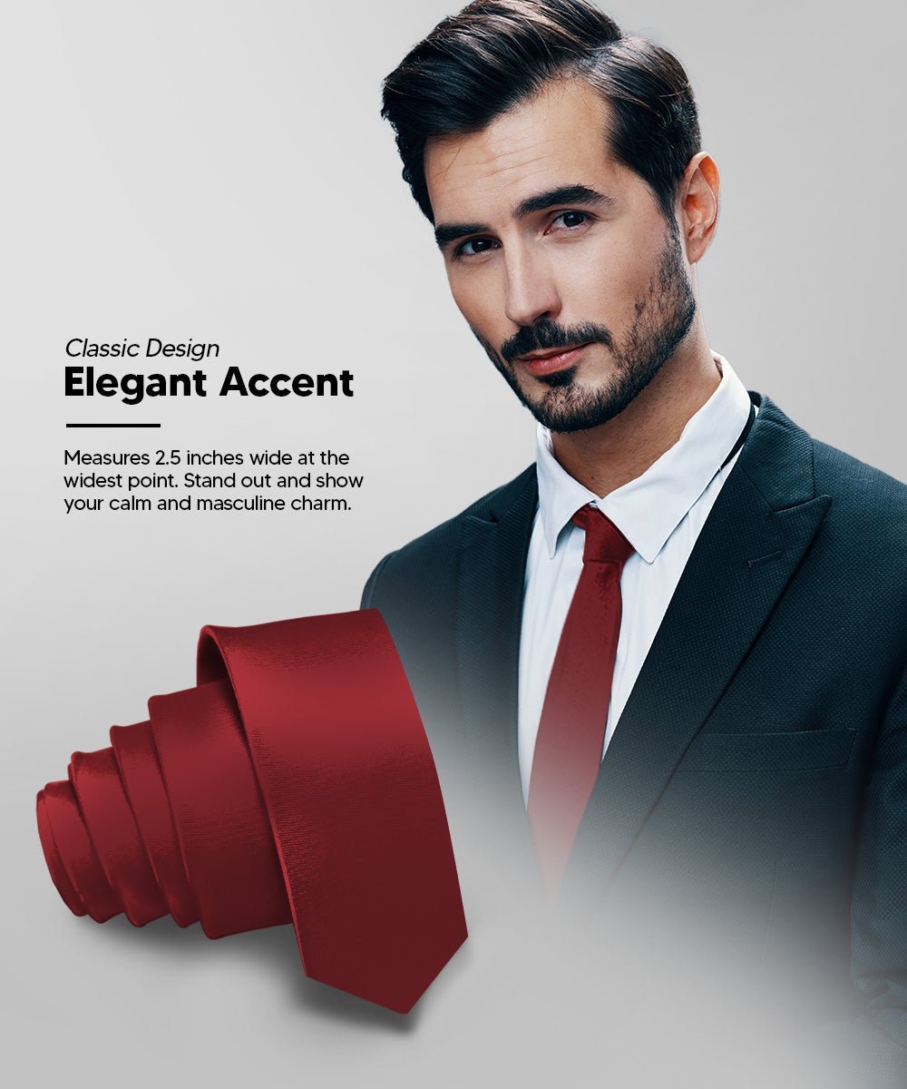 Solid Skinny Necktie by Vittorio Farina (N - SKINNY_BURGUNDY) for Independent Retail Stores by Dubal Brothers