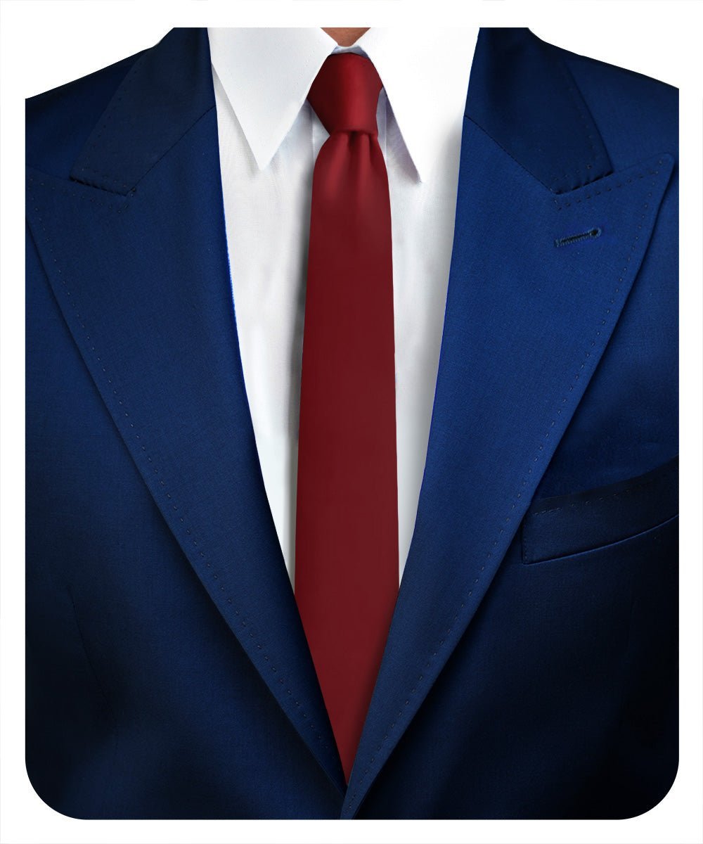 Solid Skinny Necktie by Vittorio Farina (N - SKINNY_BURGUNDY) for Independent Retail Stores by Dubal Brothers