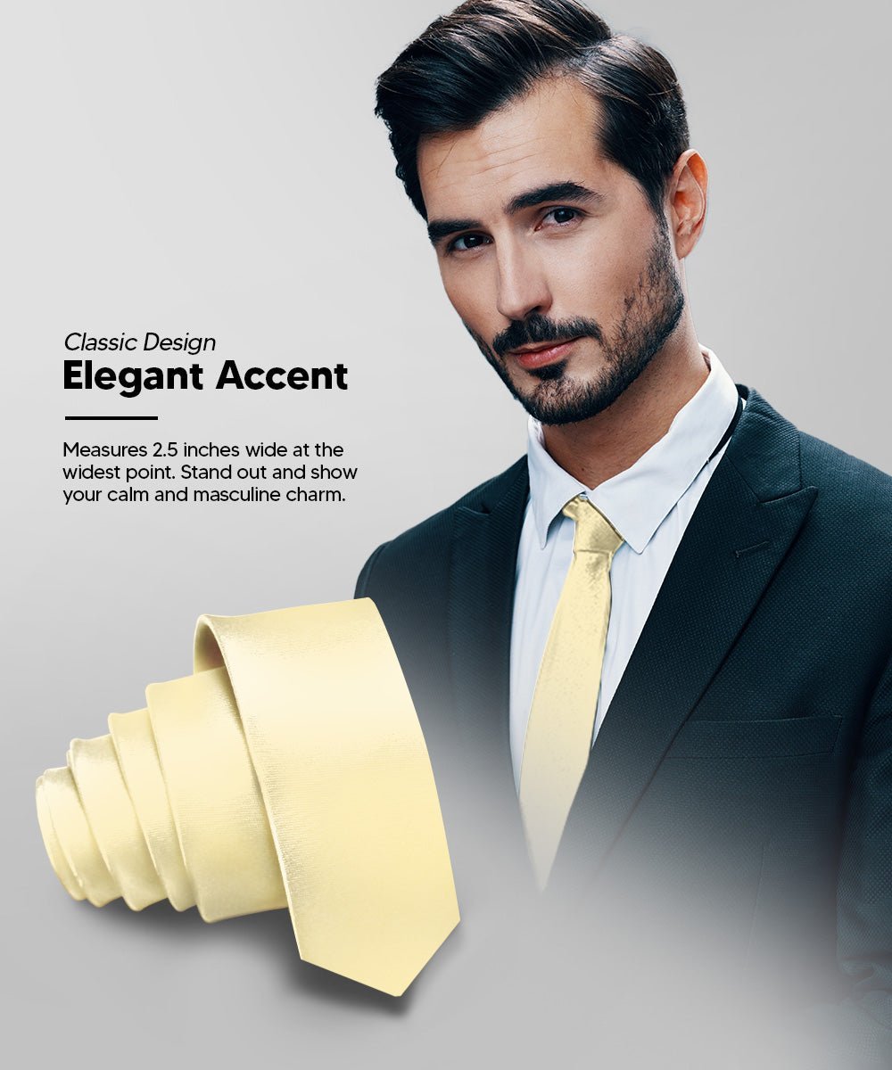 Solid Skinny Necktie by Vittorio Farina (N - SKINNY_CHAMPAGNE) for Independent Retail Stores by Dubal Brothers