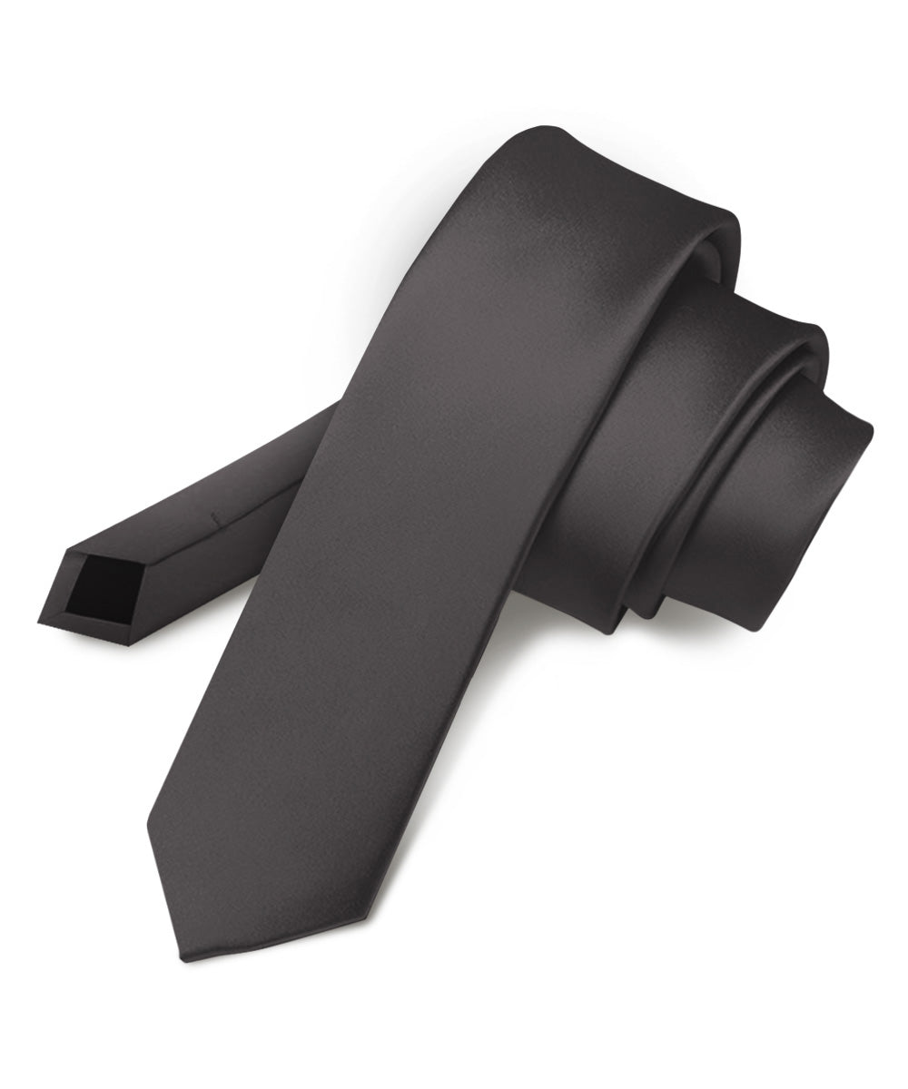 Solid Skinny Necktie by Vittorio Farina (N - SKINNY_CHARCOAL) for Independent Retail Stores by Dubal Brothers