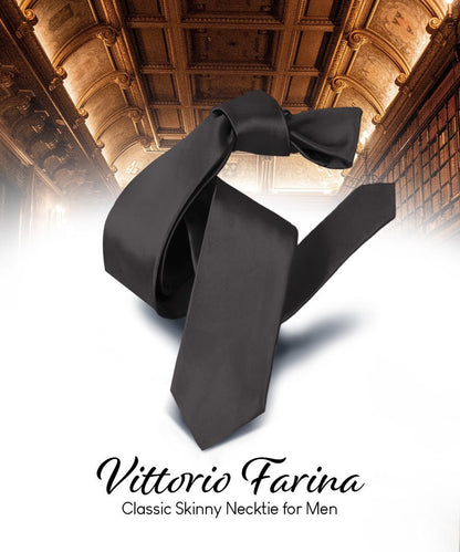 Solid Skinny Necktie by Vittorio Farina (N - SKINNY_CHARCOAL) for Independent Retail Stores by Dubal Brothers