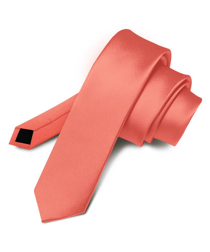 Solid Skinny Necktie by Vittorio Farina (N - SKINNY_CORAL) for Independent Retail Stores by Dubal Brothers