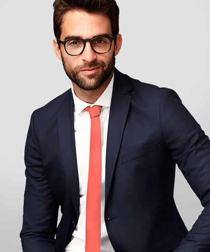 Solid Skinny Necktie by Vittorio Farina (N - SKINNY_CORAL) for Independent Retail Stores by Dubal Brothers