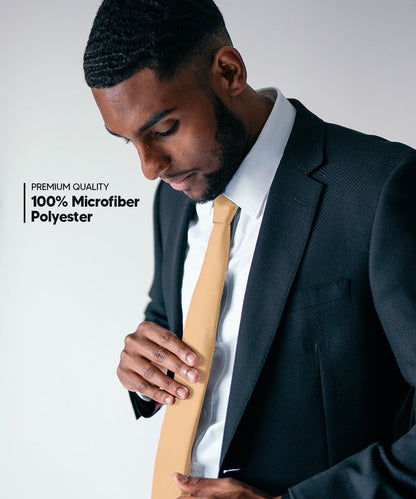 Solid Skinny Necktie by Vittorio Farina (N - SKINNY_DARK - PEACH) for Independent Retail Stores by Dubal Brothers