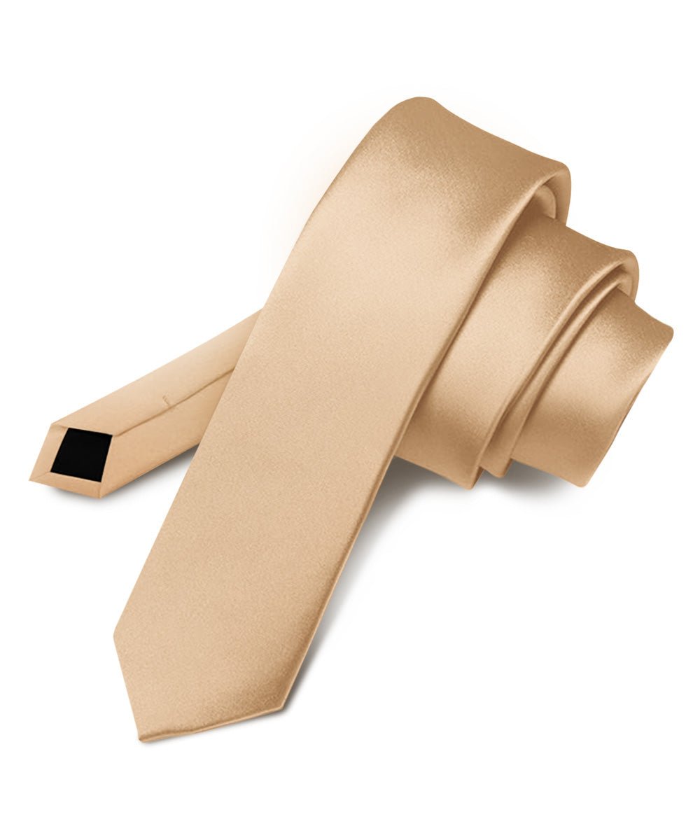 Solid Skinny Necktie by Vittorio Farina (N - SKINNY_DARK - PEACH) for Independent Retail Stores by Dubal Brothers