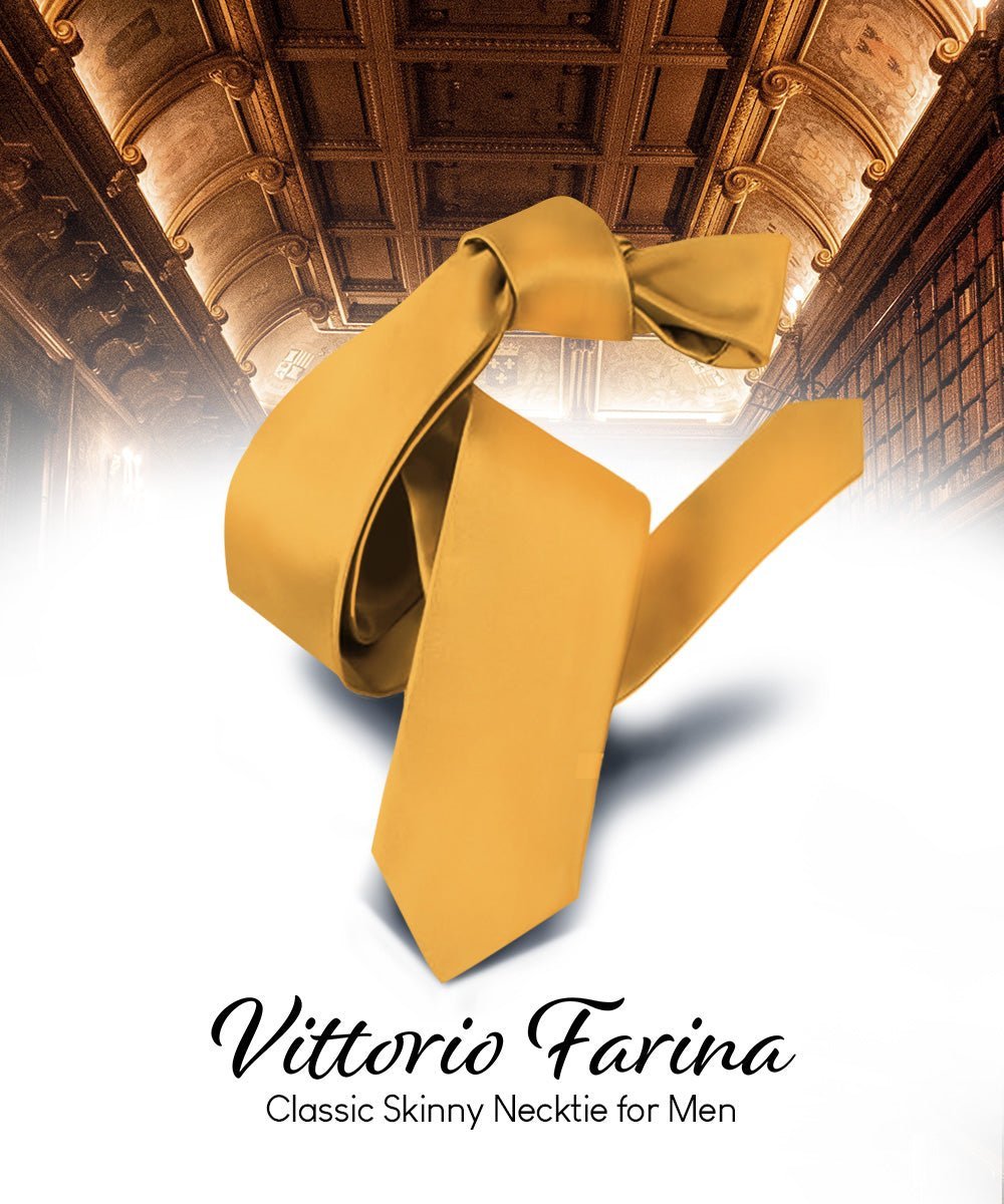 Solid Skinny Necktie by Vittorio Farina (N - SKINNY_GOLD) for Independent Retail Stores by Dubal Brothers