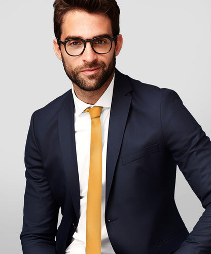 Solid Skinny Necktie by Vittorio Farina (N - SKINNY_GOLD) for Independent Retail Stores by Dubal Brothers