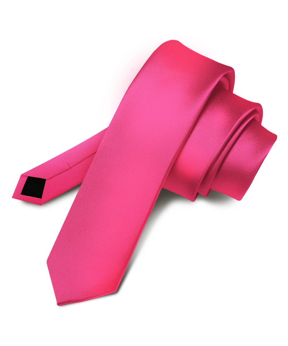 Solid Skinny Necktie by Vittorio Farina (N - SKINNY_HOT - PINK) for Independent Retail Stores by Dubal Brothers