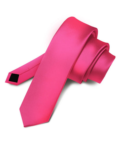 Solid Skinny Necktie by Vittorio Farina (N - SKINNY_HOT - PINK) for Independent Retail Stores by Dubal Brothers