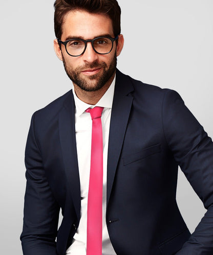 Solid Skinny Necktie by Vittorio Farina (N - SKINNY_HOT - PINK) for Independent Retail Stores by Dubal Brothers