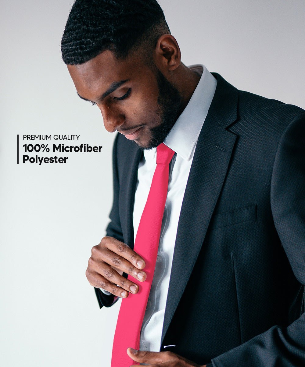 Solid Skinny Necktie by Vittorio Farina (N - SKINNY_HOT - PINK) for Independent Retail Stores by Dubal Brothers