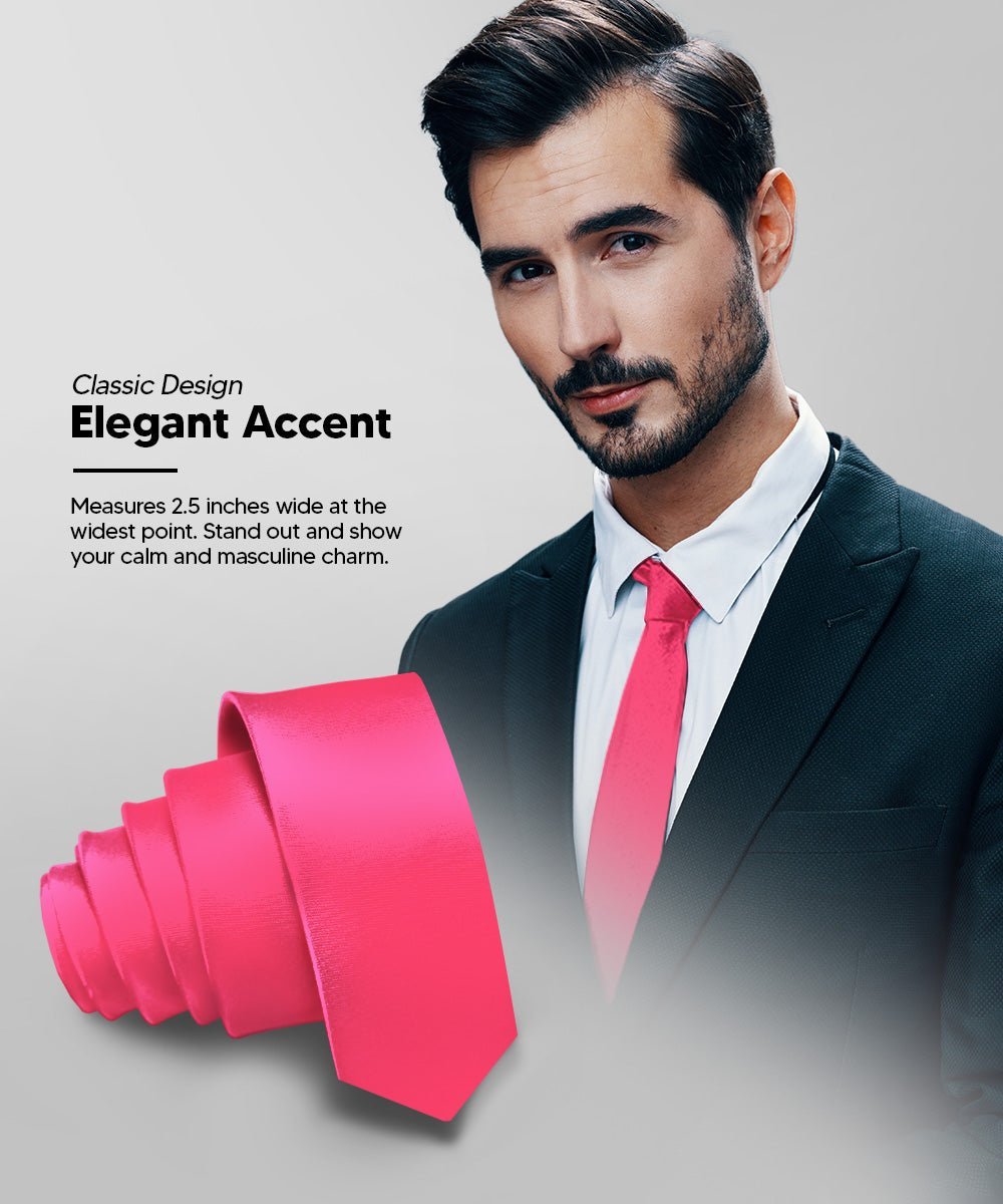 Solid Skinny Necktie by Vittorio Farina (N - SKINNY_HOT - PINK) for Independent Retail Stores by Dubal Brothers
