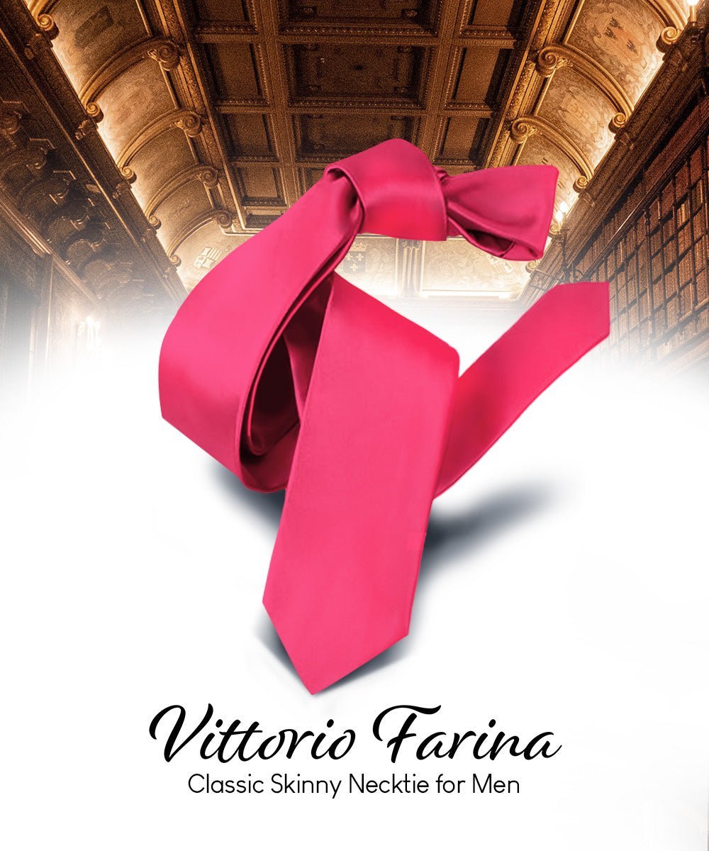 Solid Skinny Necktie by Vittorio Farina (N - SKINNY_HOT - PINK) for Independent Retail Stores by Dubal Brothers