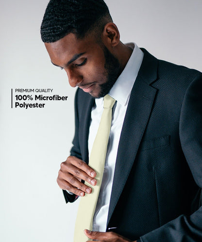 Solid Skinny Necktie by Vittorio Farina (N - SKINNY_IVORY) for Independent Retail Stores by Dubal Brothers