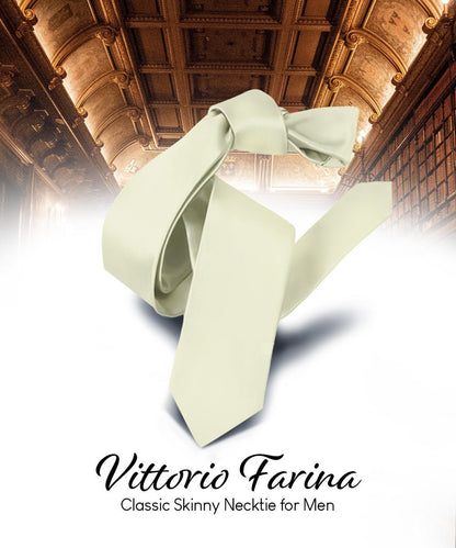 Solid Skinny Necktie by Vittorio Farina (N - SKINNY_IVORY) for Independent Retail Stores by Dubal Brothers