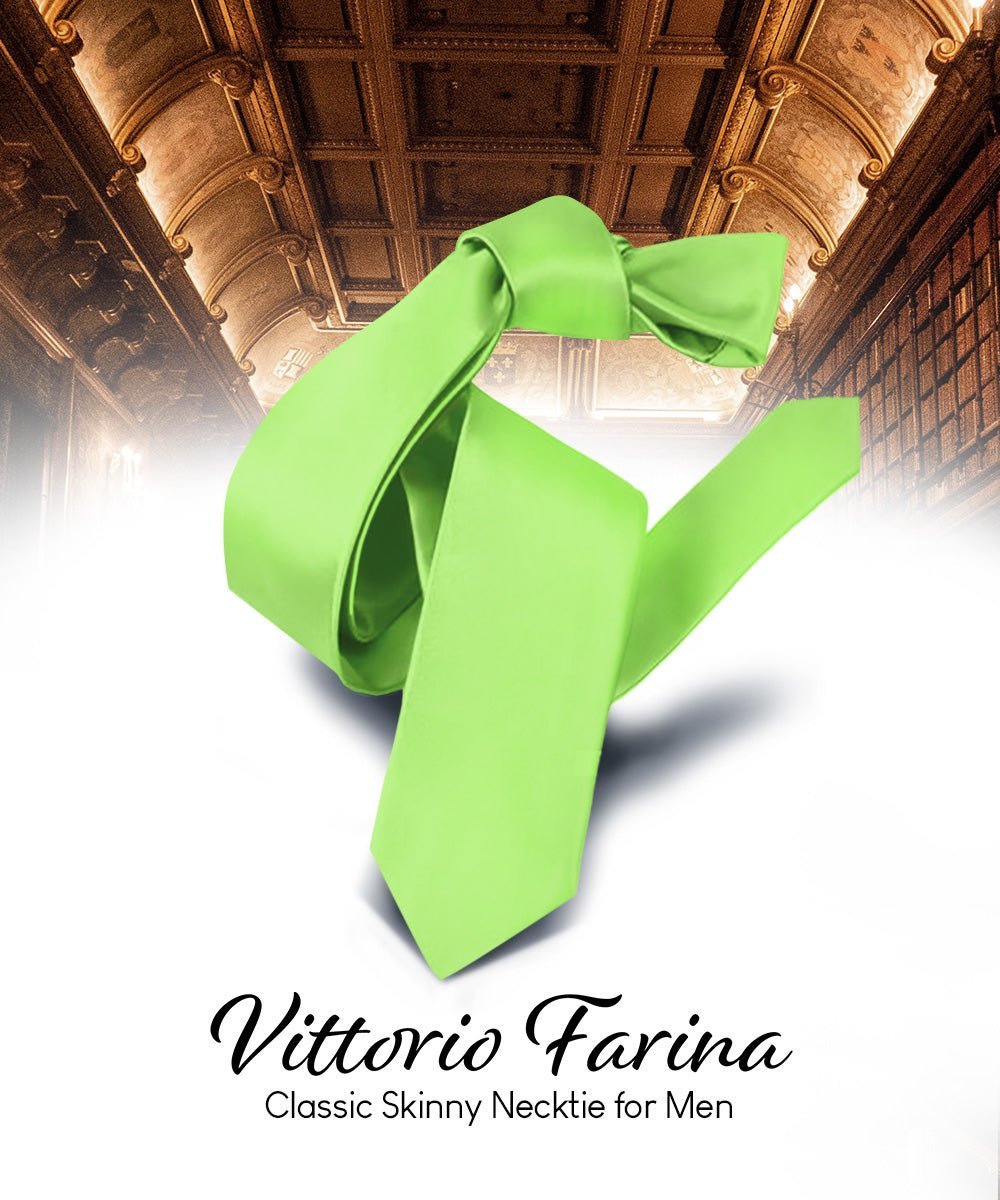 Solid Skinny Necktie by Vittorio Farina (N - SKINNY_LIME) for Independent Retail Stores by Dubal Brothers