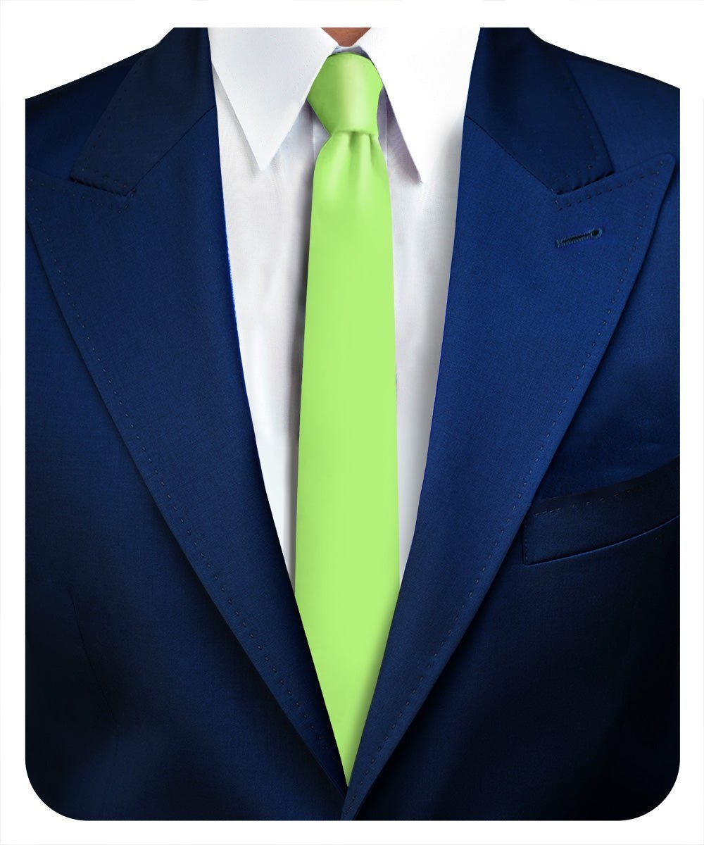 Solid Skinny Necktie by Vittorio Farina (N - SKINNY_LIME) for Independent Retail Stores by Dubal Brothers