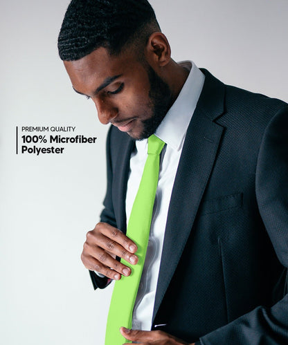 Solid Skinny Necktie by Vittorio Farina (N - SKINNY_LIME) for Independent Retail Stores by Dubal Brothers