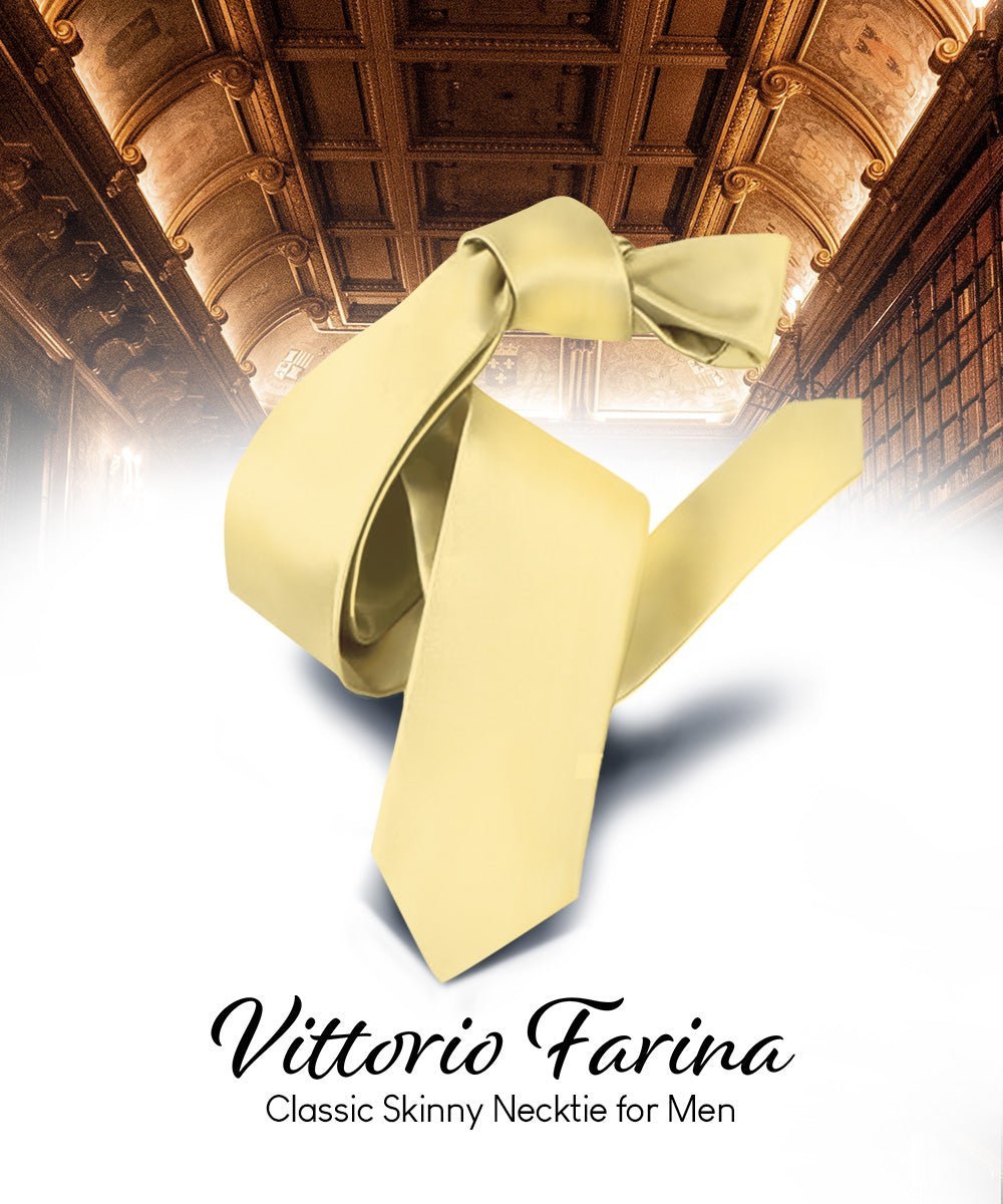 Solid Skinny Necktie by Vittorio Farina (N - SKINNY_MAIZE) for Independent Retail Stores by Dubal Brothers