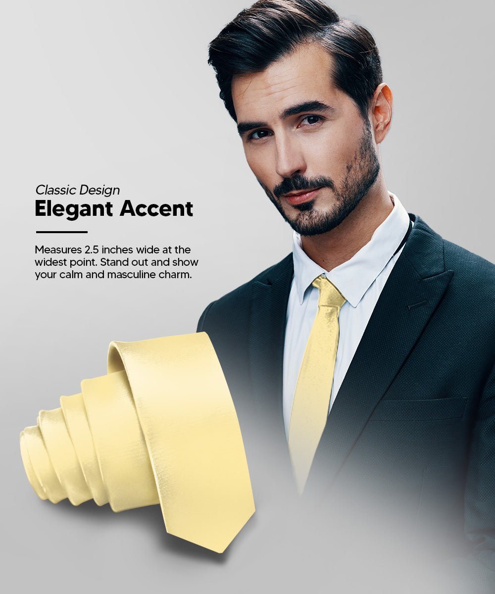 Solid Skinny Necktie by Vittorio Farina (N - SKINNY_MAIZE) for Independent Retail Stores by Dubal Brothers