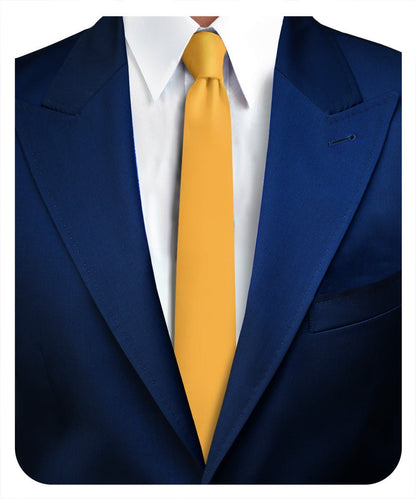 Solid Skinny Necktie by Vittorio Farina (N - SKINNY_MUSTARD) for Independent Retail Stores by Dubal Brothers