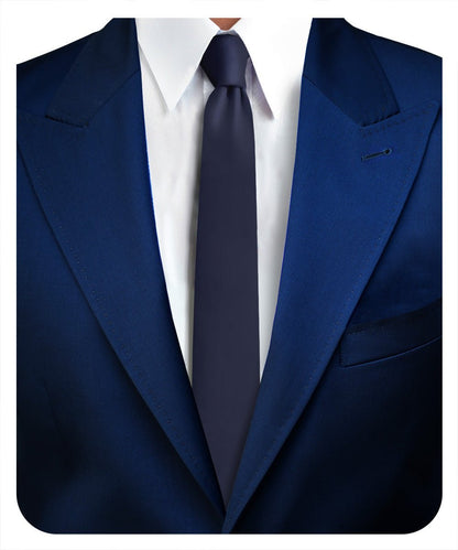 Solid Skinny Necktie by Vittorio Farina (N - SKINNY_NAVY) for Independent Retail Stores by Dubal Brothers